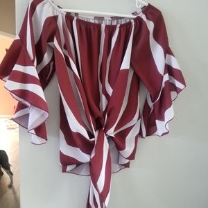 Red , red wine and white blouse